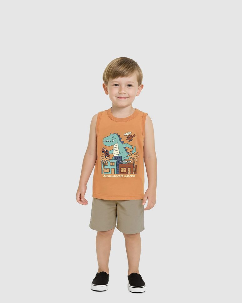 Conjunto Infantil Menino Jurassicamente Maneiro Em Algodão Malwee Kids