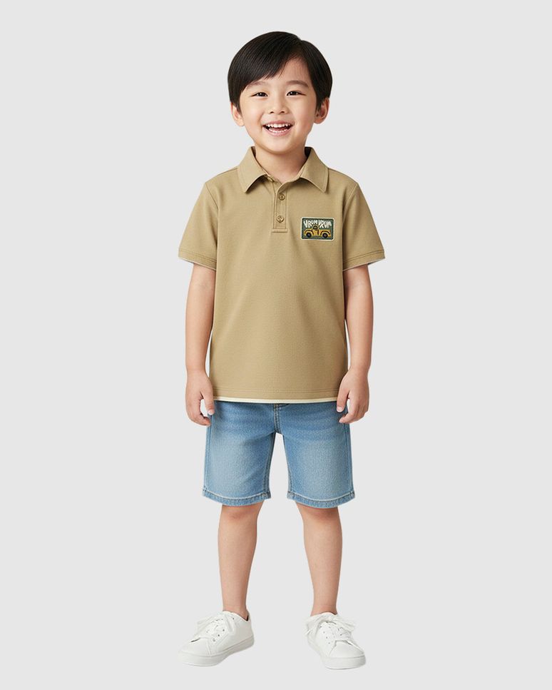 Camisa Polo Infantil Menino Estampa Puff Em Algodão Malwee Kids