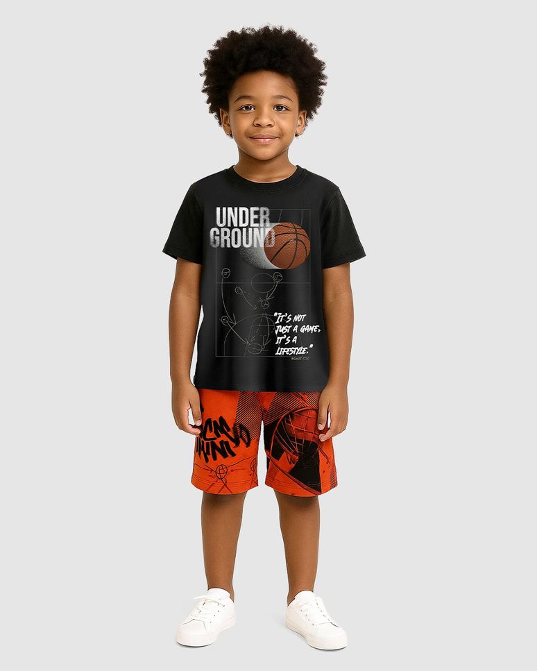 Conjunto Infantil Menino Estampado Camiseta E Bermuda Malwee Kids