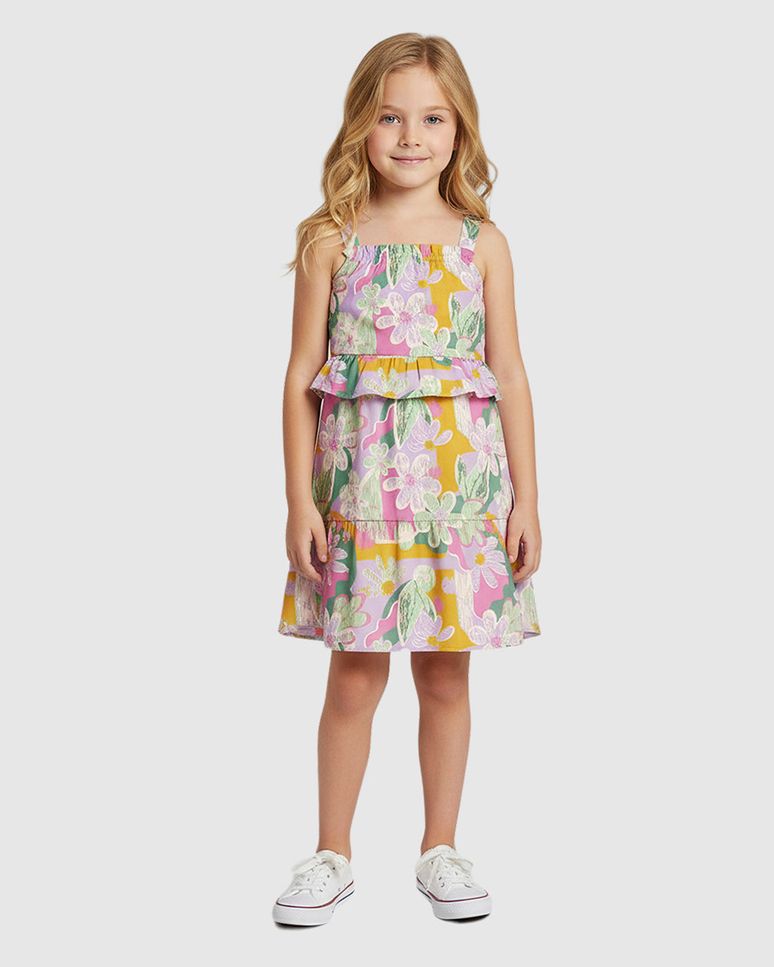 Vestido Infantil Midi Marias Estampa Floral Em Algodão Malwee Kids