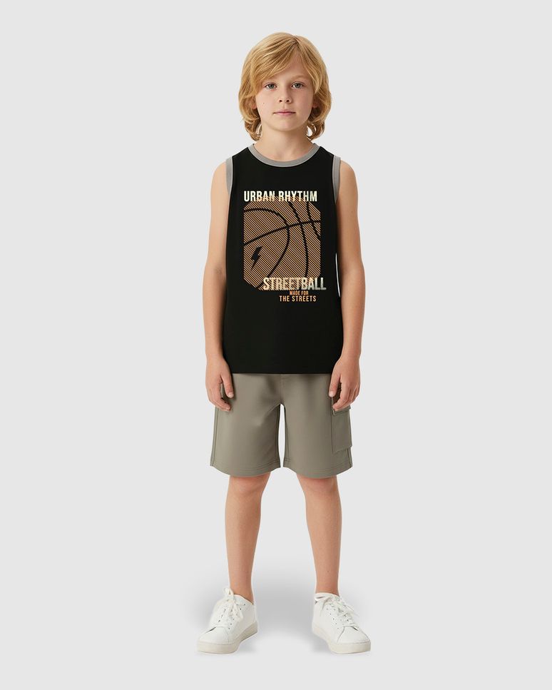 Conjunto Infantil Menino Urban Rhythm Streetball Em Algodão Malwee Kids
