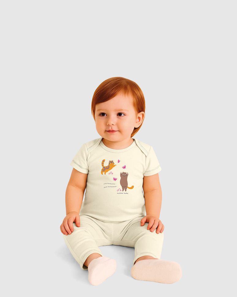 Body Bebê Menina Estampa Gatos e Borboletas Em Algodão Malwee Kids