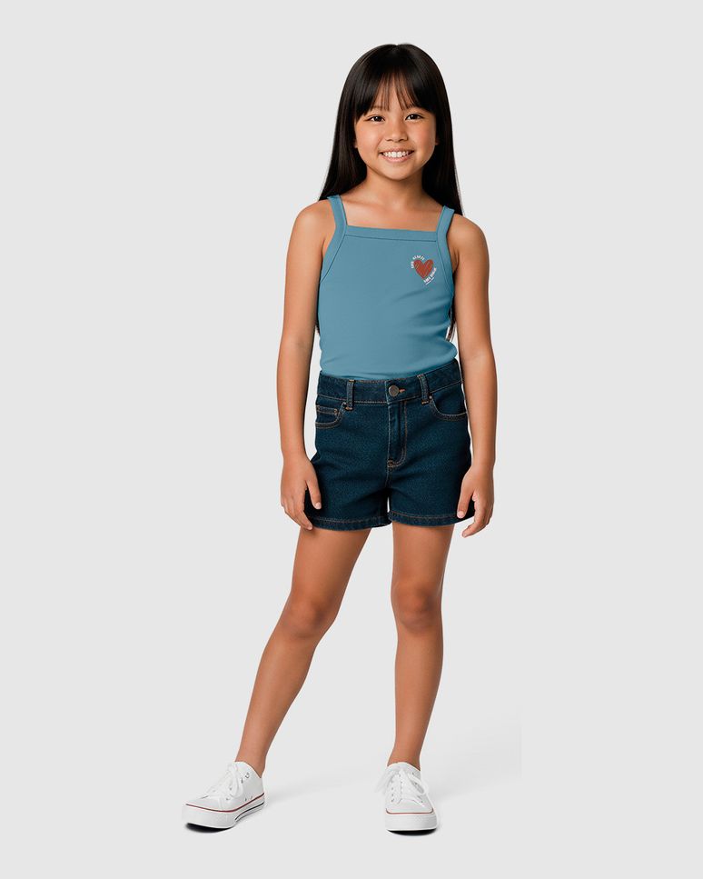 Regata Infantil Menina Alça Média Estampa Com Glitter Em Algodão Malwee Kids