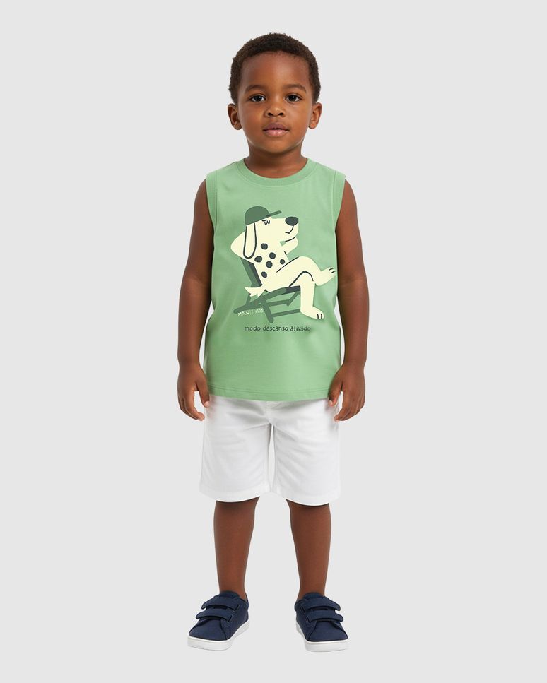 Regata Infantil Menino Modo Descanso Ativado Em Algodão Malwee Kids