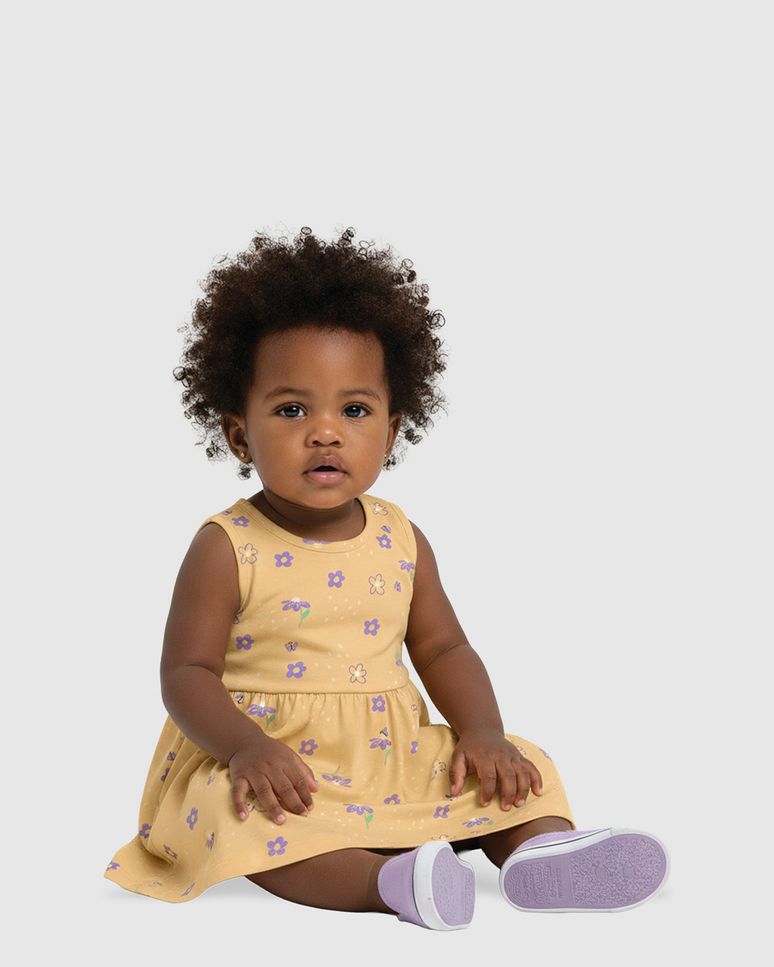 Vestido Infantil Estampado Modelo Regata Em Algodão Malwee Kids