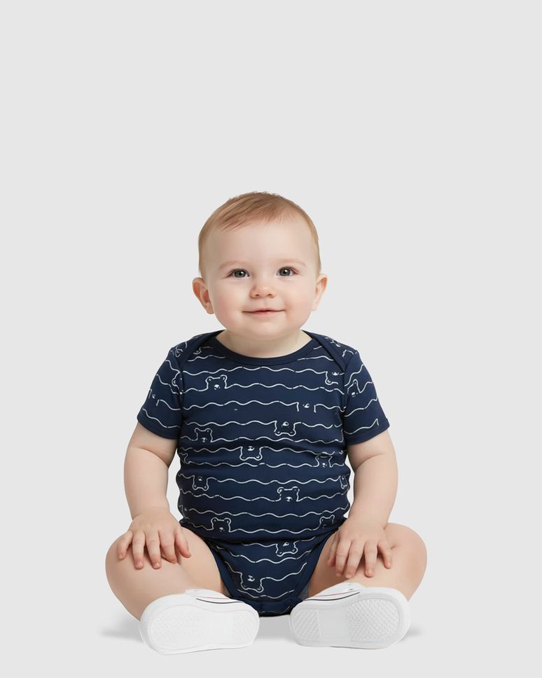 Body Bebê Menino Fechamento Botão De Pressão Em Algodão Malwee Kids