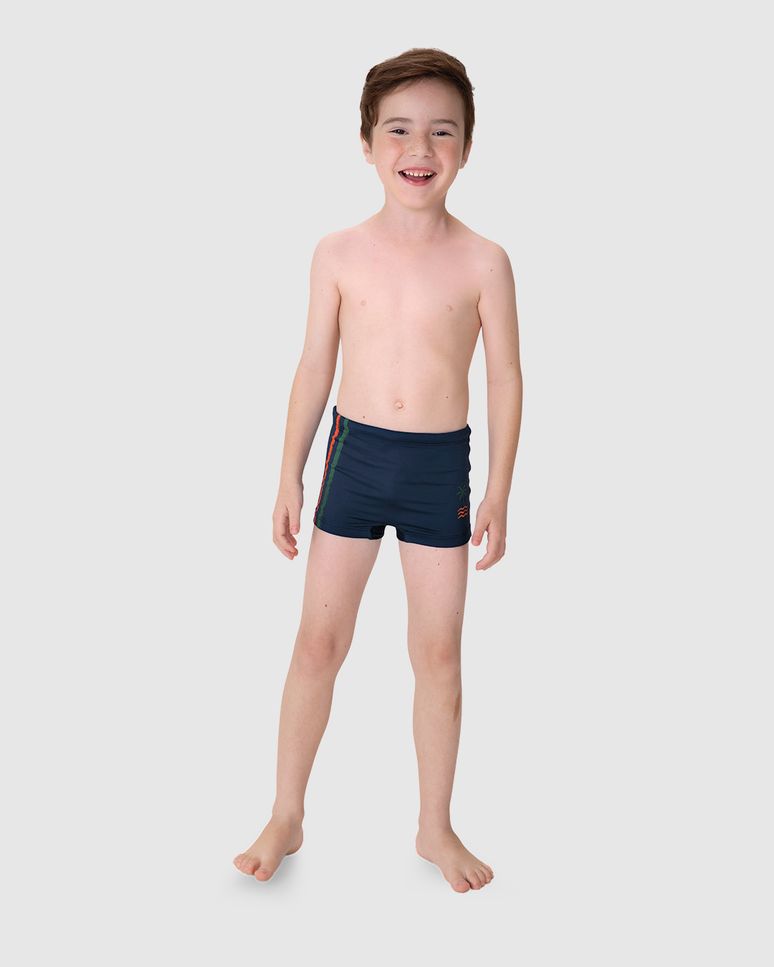 Sunga Boxer Infantil Menino Estampa Discreta Em Malha UV50+ Malwee Kids
