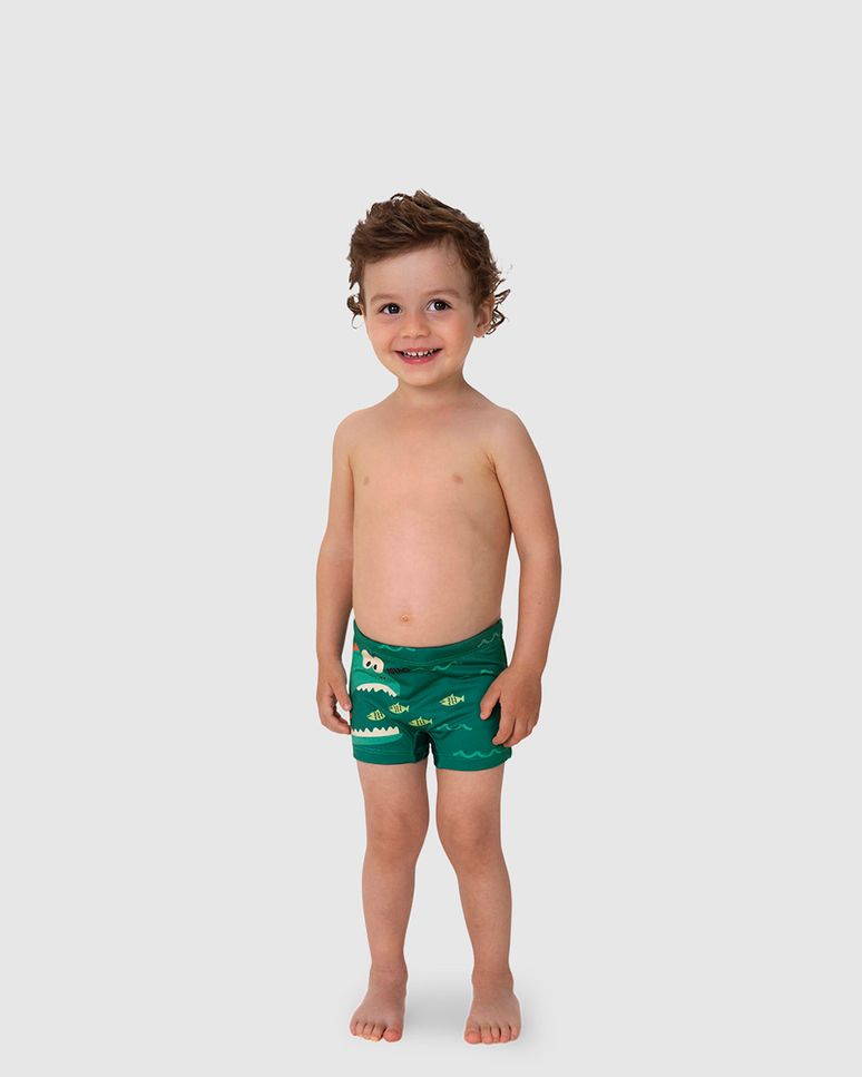 Sunga Boxer Infantil Menino Estampa Divertida Em Malha UV50+ Malwee Kids