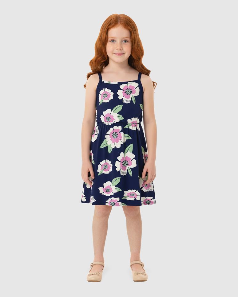Vestido Infantil Rodado Decote Reto Em Algodão Malwee Kids