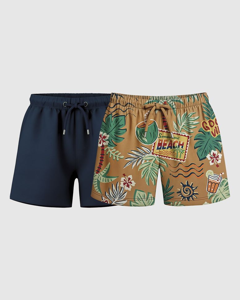 Kit 2 Shorts De Banho Infantil Menino Em Microfibra Malwee Kids
