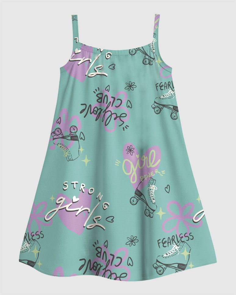 Vestido Infantil Decote Reto Estampado Em Algodão Malwee Kids