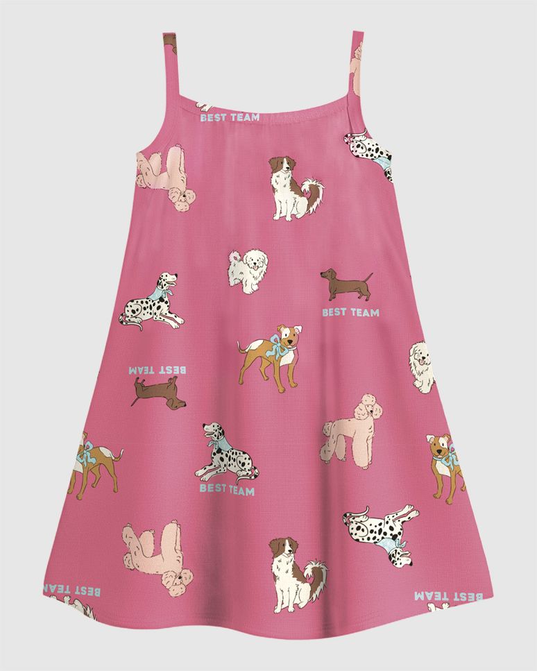 Vestido Infantil Decote Reto Estampado Em Algodão Malwee Kids