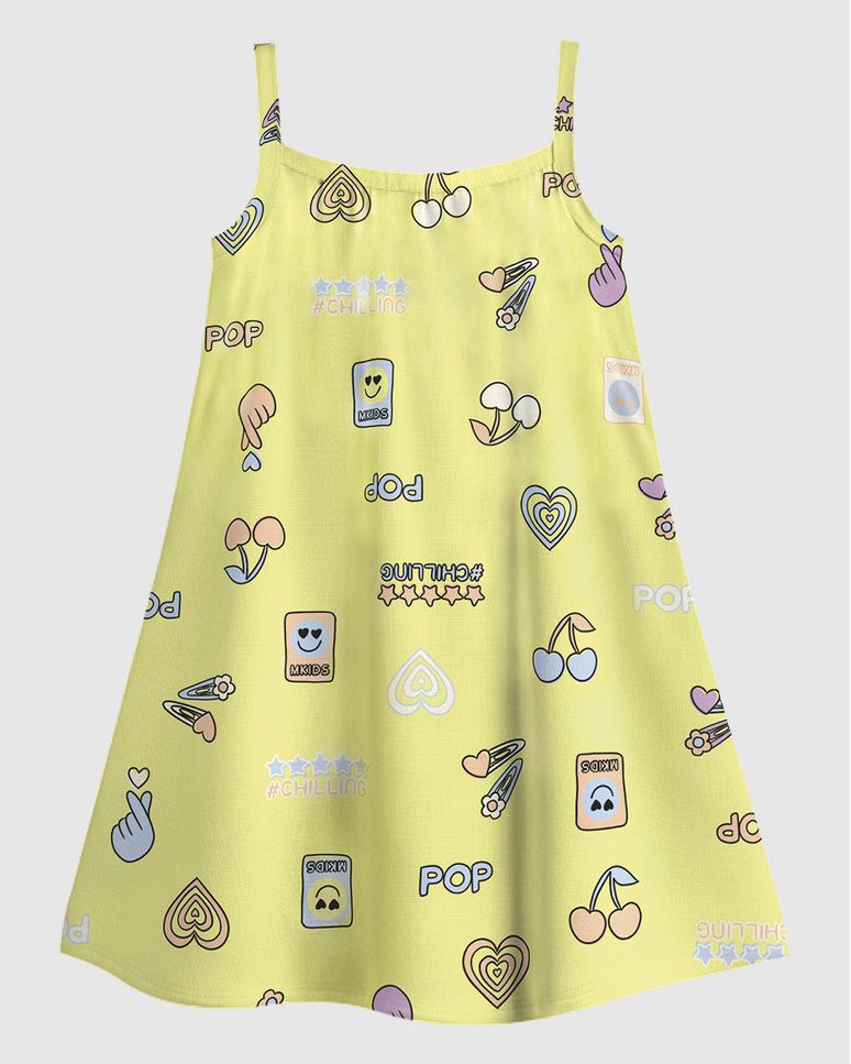 Vestido Infantil Decote Reto Estampado Em Algodão Malwee Kids