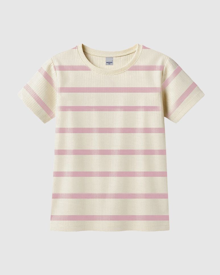 Blusa Infantil Menina Listrada Manga Curta Em Ribana Malwee Kids