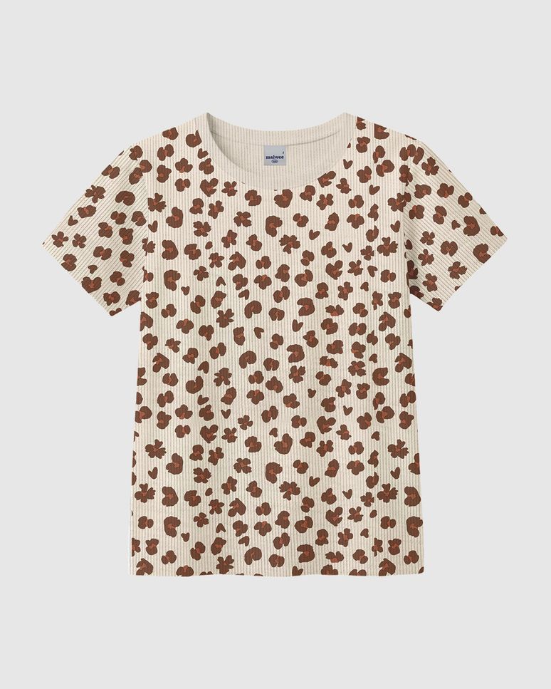Blusa Infantil Menina Estampa Animal Print Manga Curta Em Ribana Malwee Kids