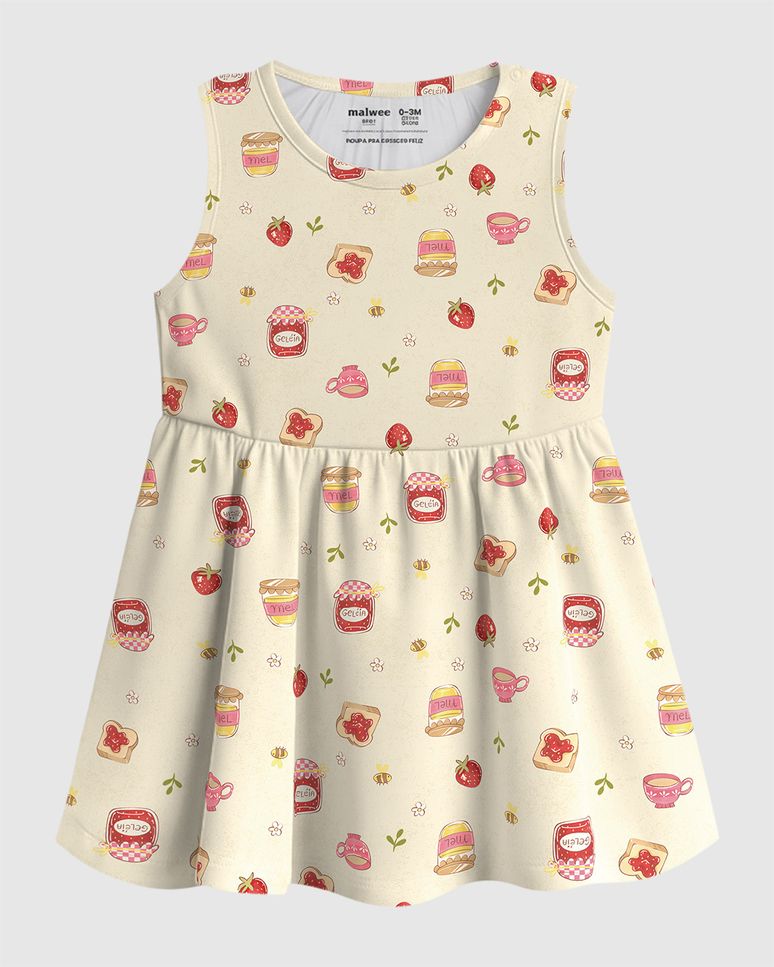 Vestido Infantil Estampado Modelo Regata Em Algodão Malwee Kids