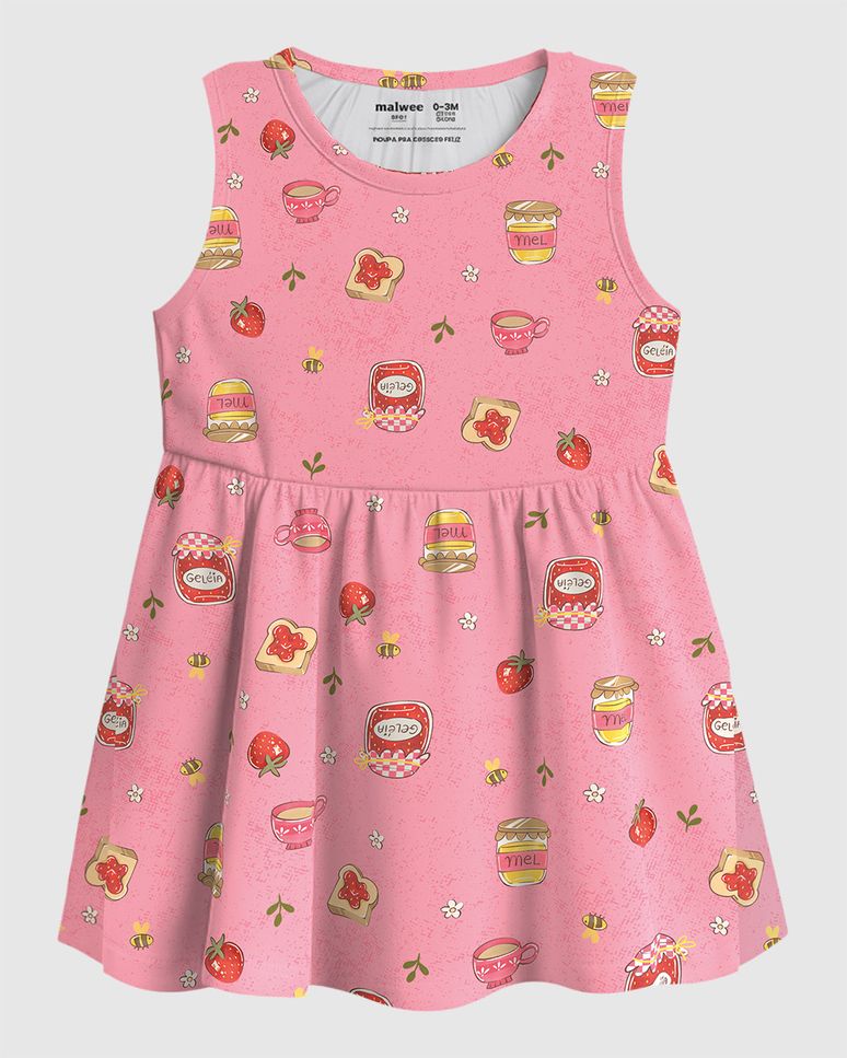 Vestido Infantil Estampado Modelo Regata Em Algodão Malwee Kids