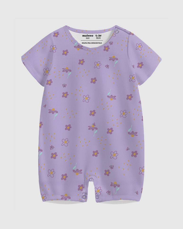 Macaquinho Bebê Menina Abertura Por Botão De Pressão Em Algodão Malwee Kids