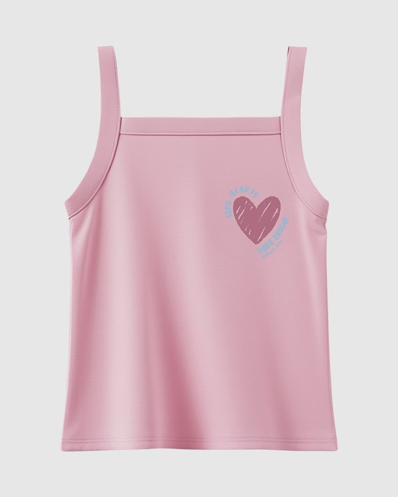 Regata Infantil Menina Alça Média Estampa Com Glitter Em Algodão Malwee Kids