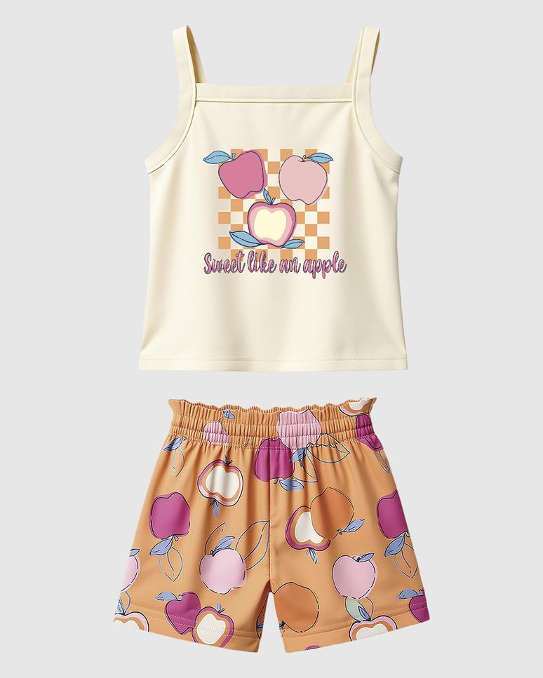 Conjunto Infantil Menina Sweet Like An Apple Em Algodão Malwee Kids