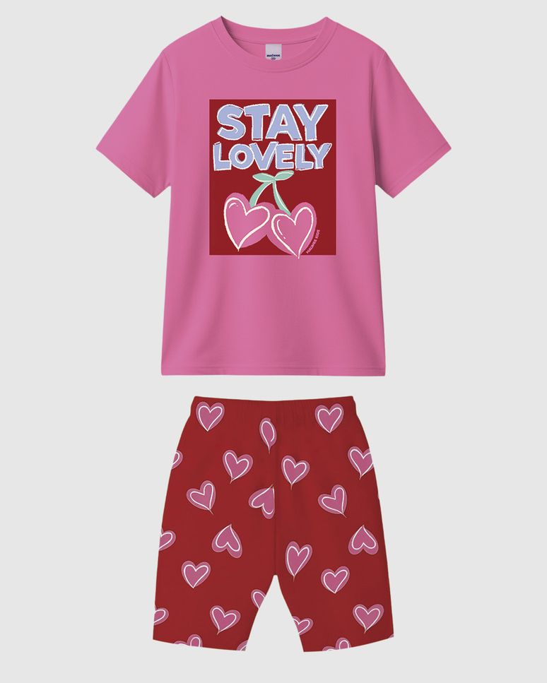 Conjunto Infantil Menina Bermuda Ciclista Estampada Em Algodão Malwee Kids