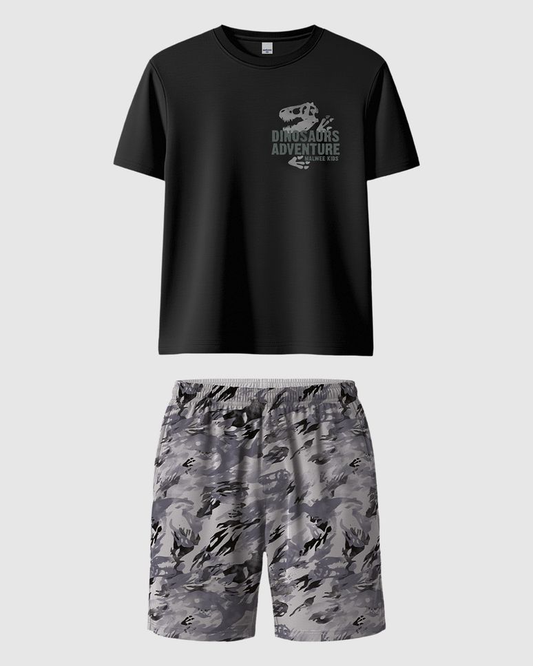 Conjunto Infantil Menino Camiseta Estampa Com Puff Em Algodão Malwee Kids