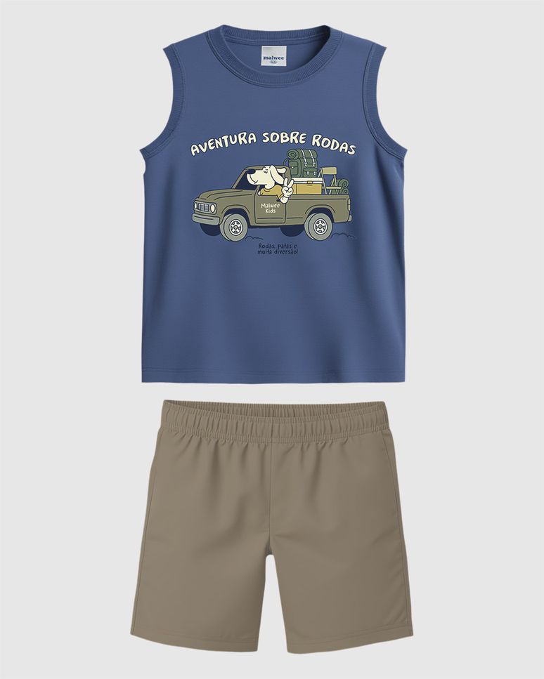 Conjunto Infantil Menino Aventura Sobre Rodas Em Algodão Malwee Kids