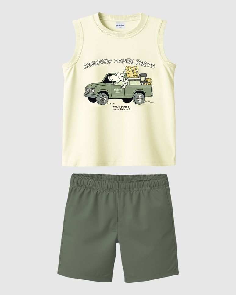 Conjunto Infantil Menino Aventura Sobre Rodas Em Algodão Malwee Kids