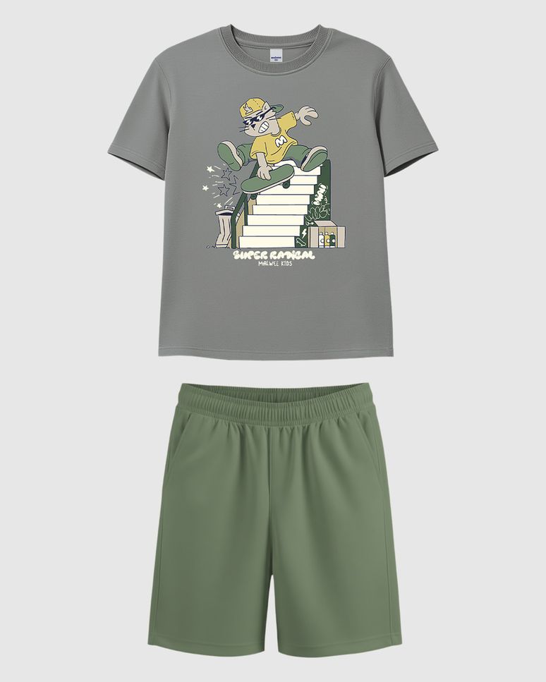 Conjunto Infantil Menino Camiseta Super Radical Em Algodão Malwee Kids