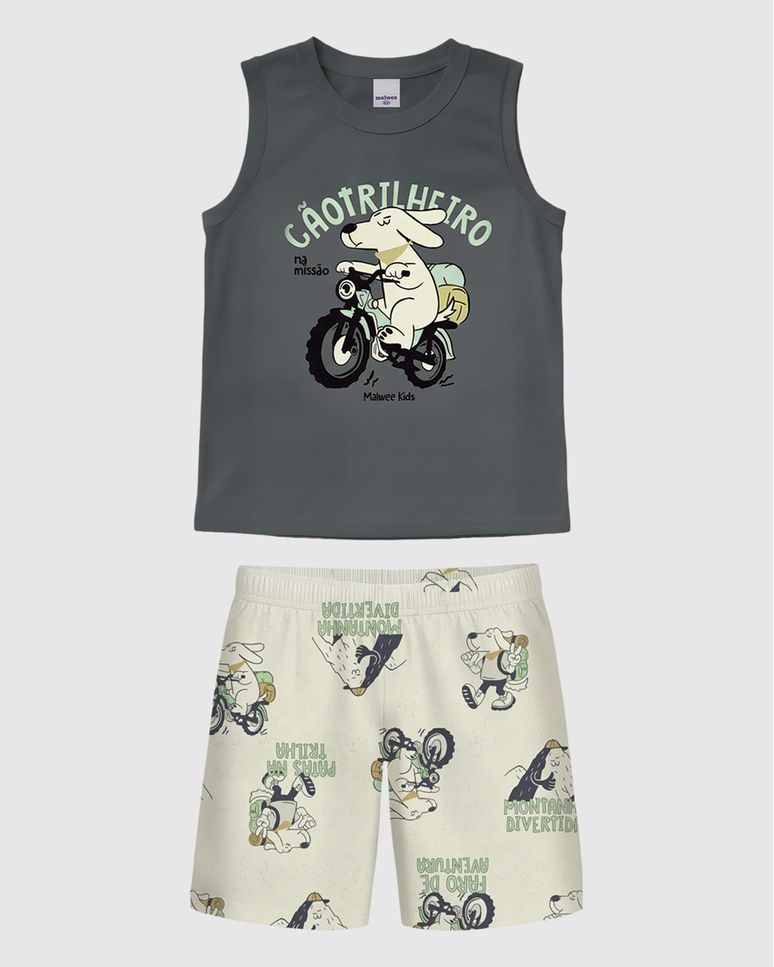 Conjunto Infantil Menino Cãotrilheiro Na Missão Em Algodão Malwee Kids