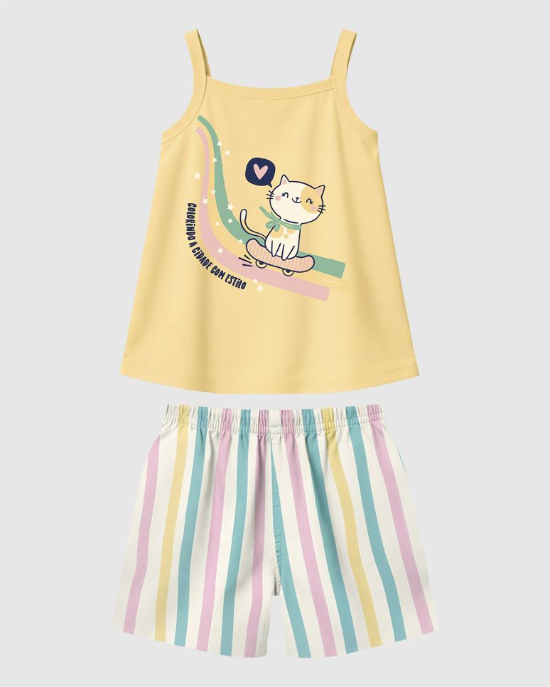 Conjunto Infantil Menina Colorindo A Cidade Com Estilo Em Algodão Malwee Kids