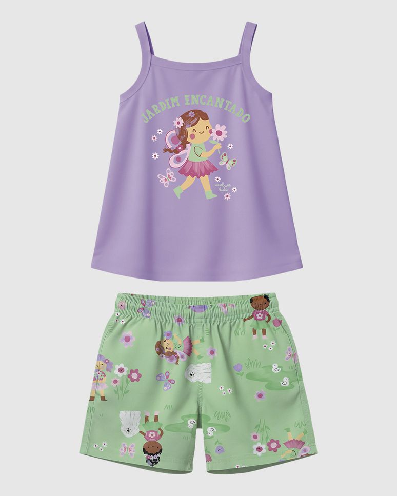 Conjunto Infantil Menina Jardim Encantado Em Algodão Malwee Kids