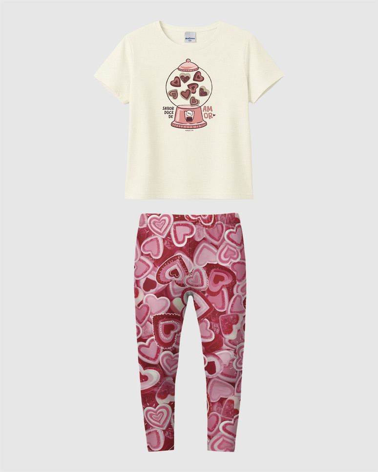 Conjunto Longo Infantil Menina Sabor Doce De Amor Em Algodão Malwee Kids