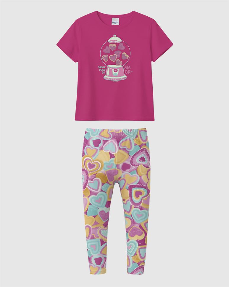 Conjunto Longo Infantil Menina Sabor Doce De Amor Em Algodão Malwee Kids