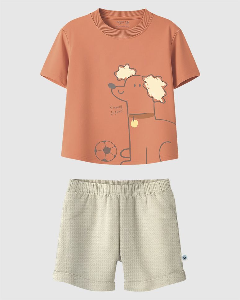 Conjunto Bebê Menino Estampa Cachorrinho Vamos Jogar? Malwee Kids