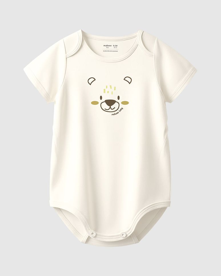 Body Bebê Menino Estampa Com Puff Em Algodão Malwee Kids