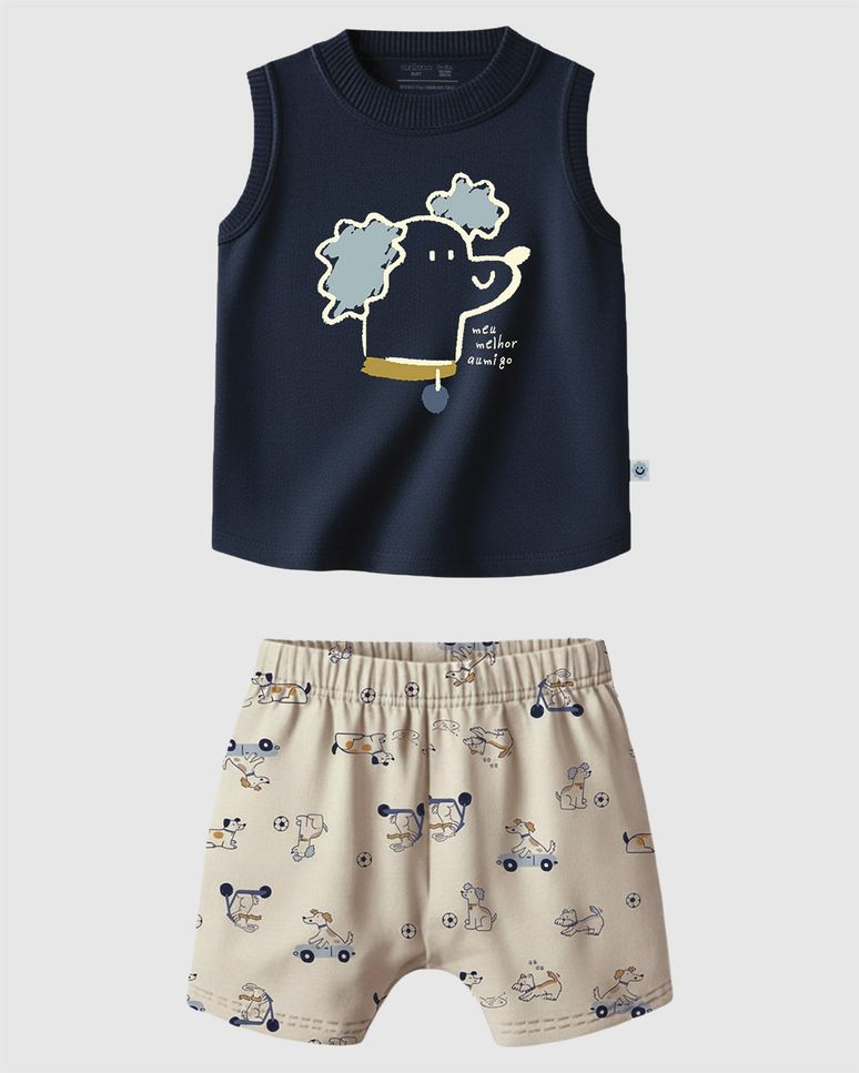 Conjunto Bebê Menino Estampa Cachorrinho Meu Melhor Amigo Malwee Kids