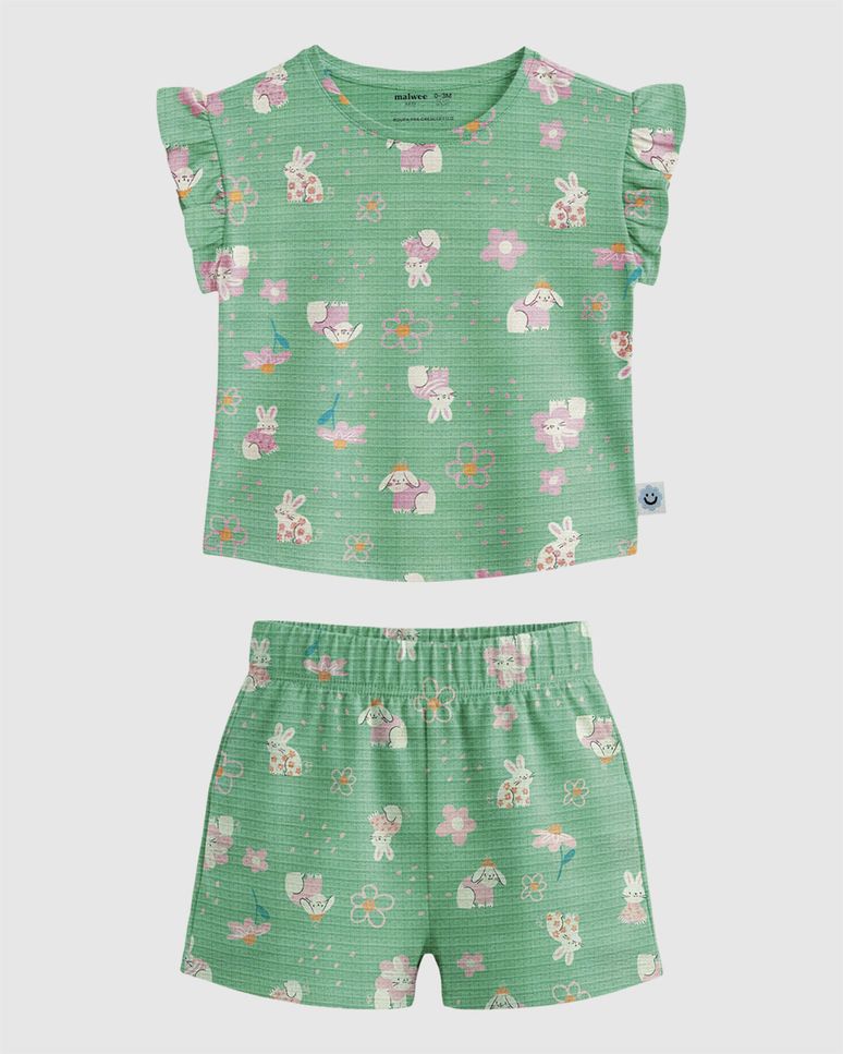 Conjunto Bebê Menina Estampa Coelhinhos Em Malha Texturizada Malwee Kids