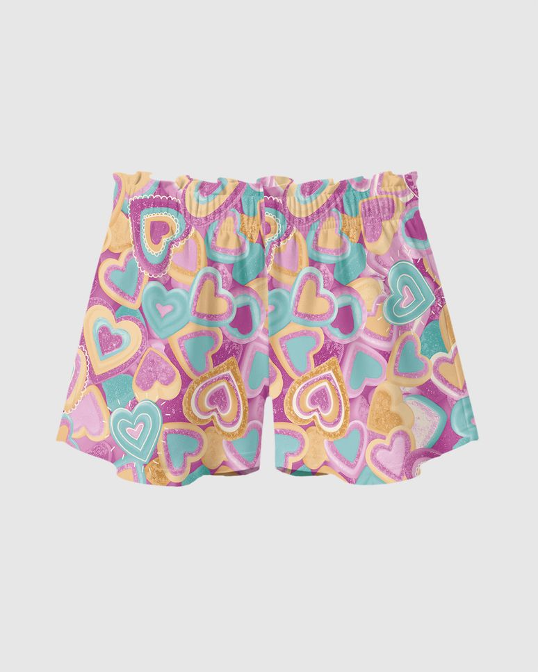 Shorts Infantil Menina Evasê Cós Clochard Estampado Em Algodão Malwee Kids