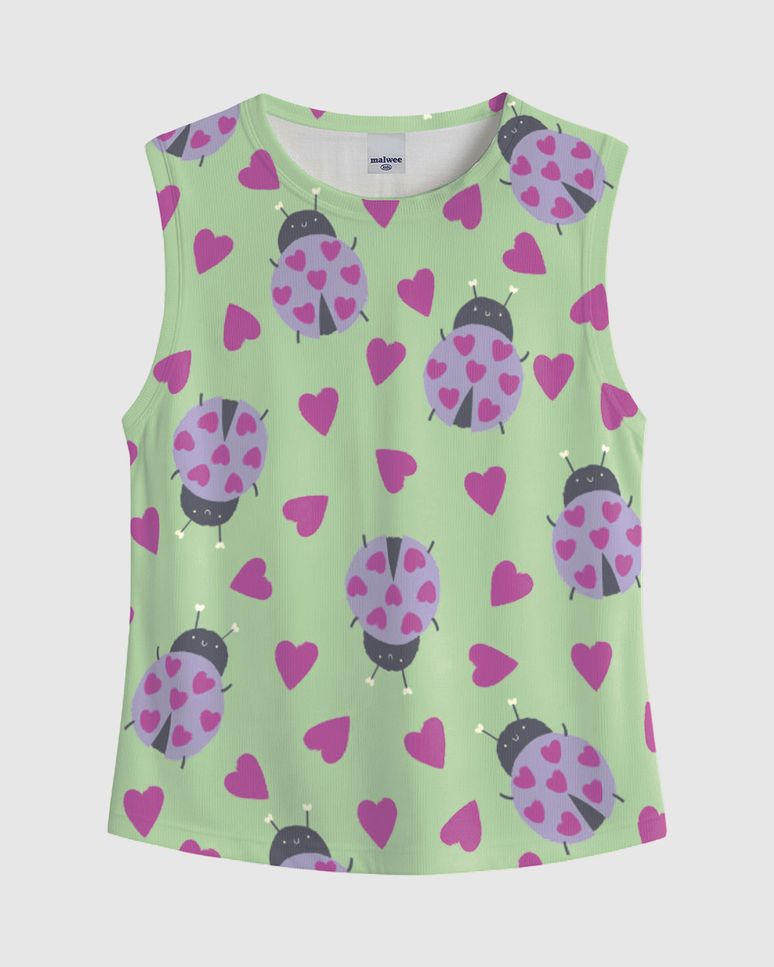 Regata Infantil Menina Alça Larga Estampa Joaninha Em Algodão Malwee Kids