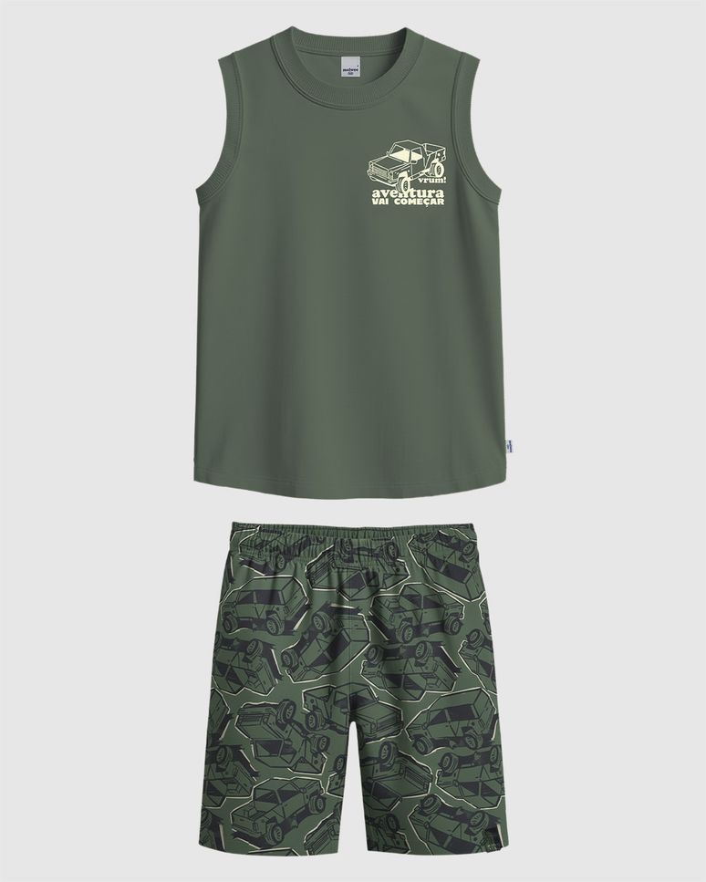 Conjunto Infantil Menino Regata Estampa Frente E Costas Malwee Kids