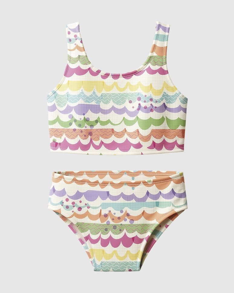 Conjunto Infantil Menina Estampado Top 2 Em 1 Malha UV50+ Malwee Kids