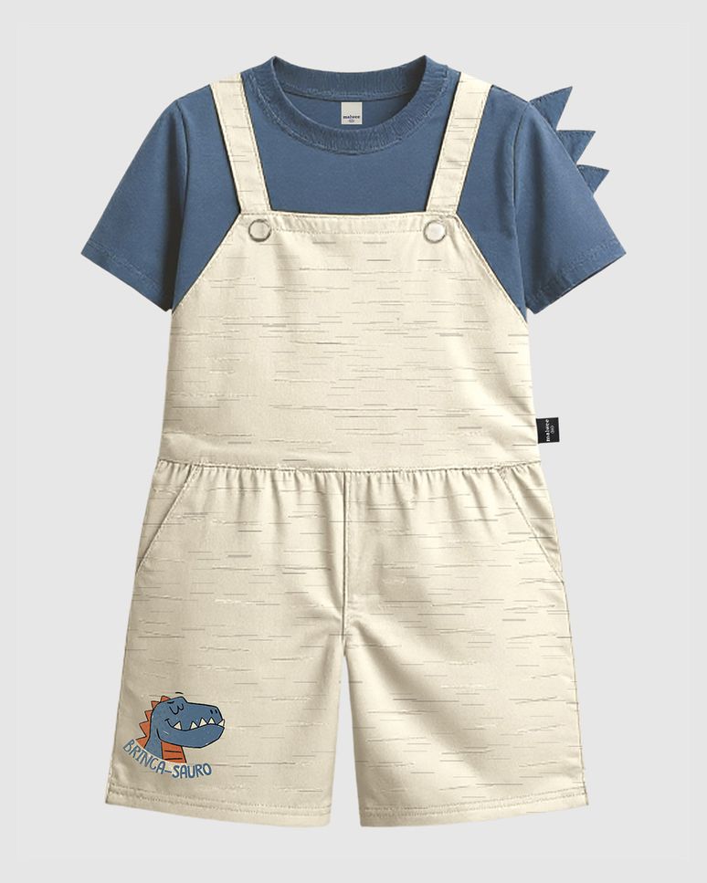 Conjunto Infantil Menino Camiseta + Macaquinho Brinca-Sauro Malwee Kids
