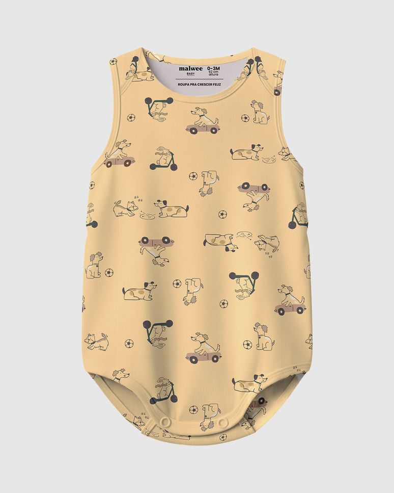Body Bebê Menino Regata Estampa Cachorros Em Algodão Malwee Kids