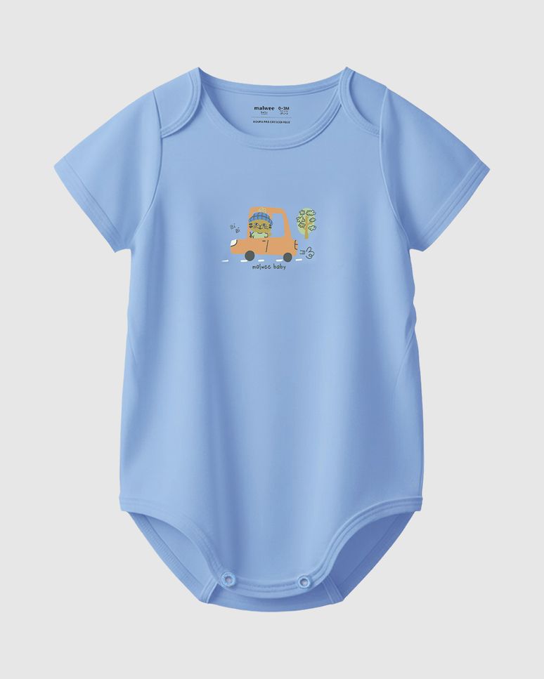 Body Bebê Menino Estampa Com Puff Em Algodão Malwee Kids
