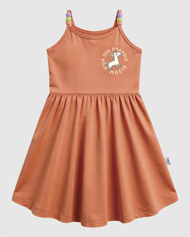 Vestido Infantil Regata Alça Com Miçanga Em Algodão Malwee Kids