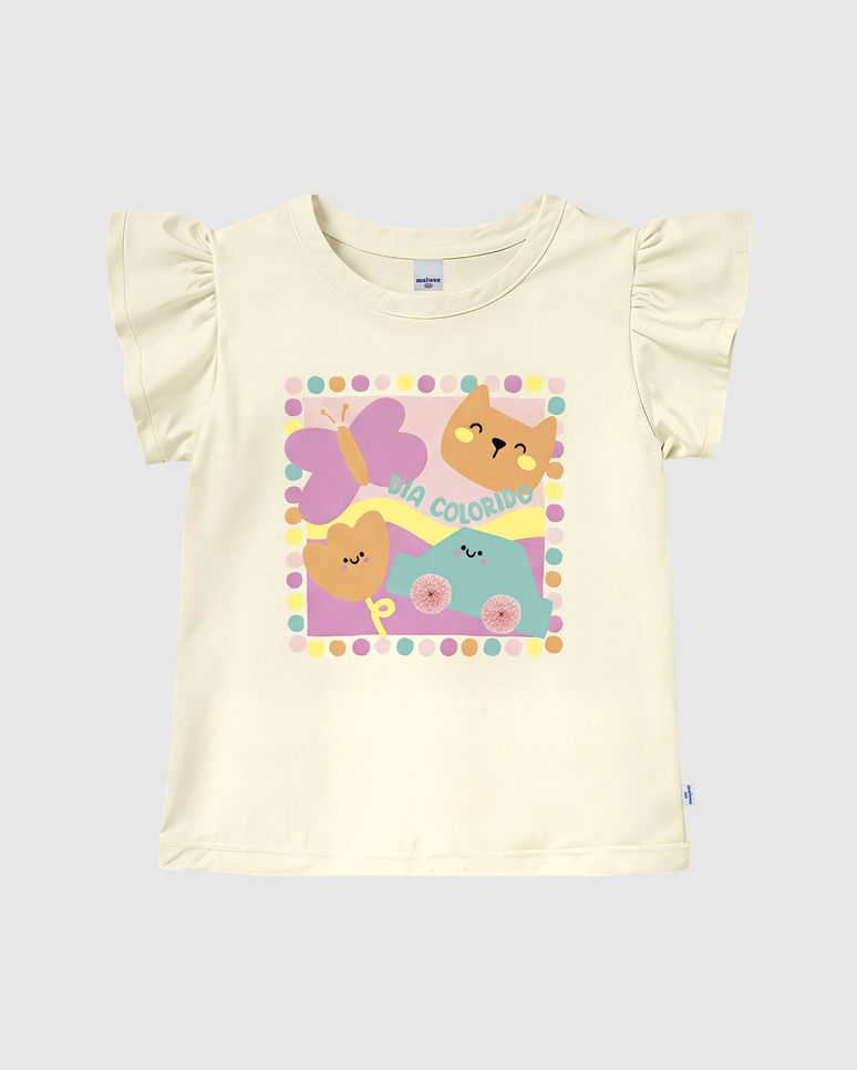 Blusa Infantil Menina Estampa Aplique De Pompom Em Algodão Malwee Kids