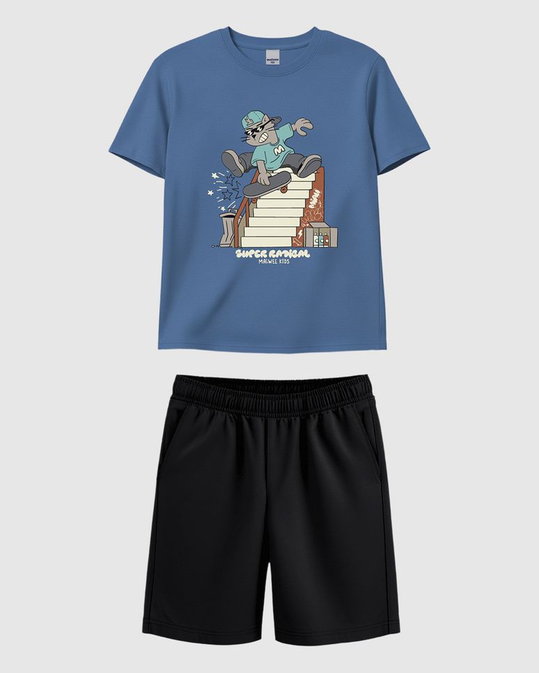 Conjunto Infantil Menino Camiseta Super Radical Em Algodão Malwee Kids