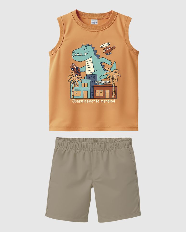Conjunto Infantil Menino Jurassicamente Maneiro Em Algodão Malwee Kids