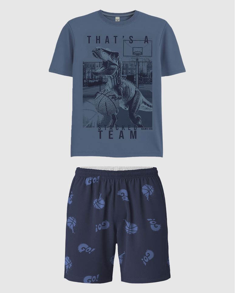 Conjunto Infantil Menino Camiseta Estampa Com Puff Em Algodão Malwee Kids